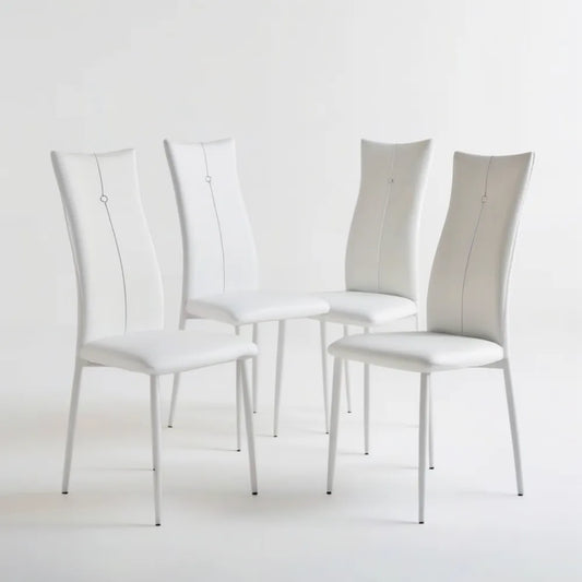 Zestaw 4 białych krzeseł z ekoskóry PU na stalowych nogach, 100 × 42 × 45 cm