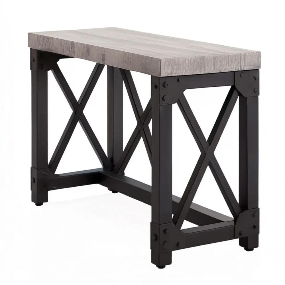 Konsola do przedpokoju szaro-czarna z blatem MDF 100 x 30 x 80 cm