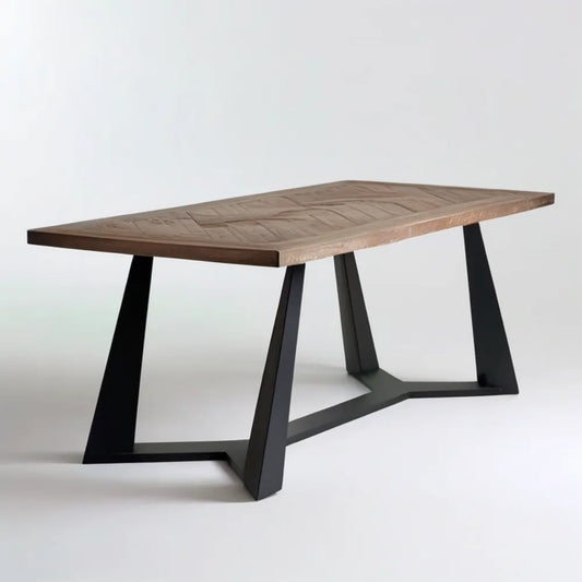 Prostokątny stół z blatem MDF w fornirze dębowym, brązowy/czarny, 180 x 90 x 75 cm