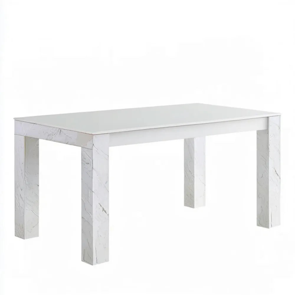 Prostokątny stół do jadalni MDF w kolorze białego marmuru 120 x 70 x 75 cm